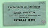 Bilhete de entrada para conferência proferida por Eliezer Kamenesky, [19--] BNP Esp. N43/33